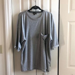 Oversized Gray Tee with Front Pocket